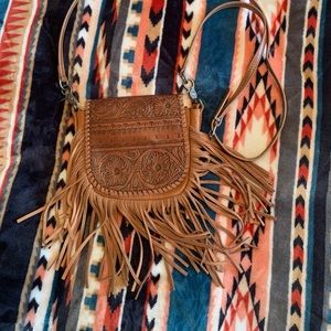Leather fringe purse